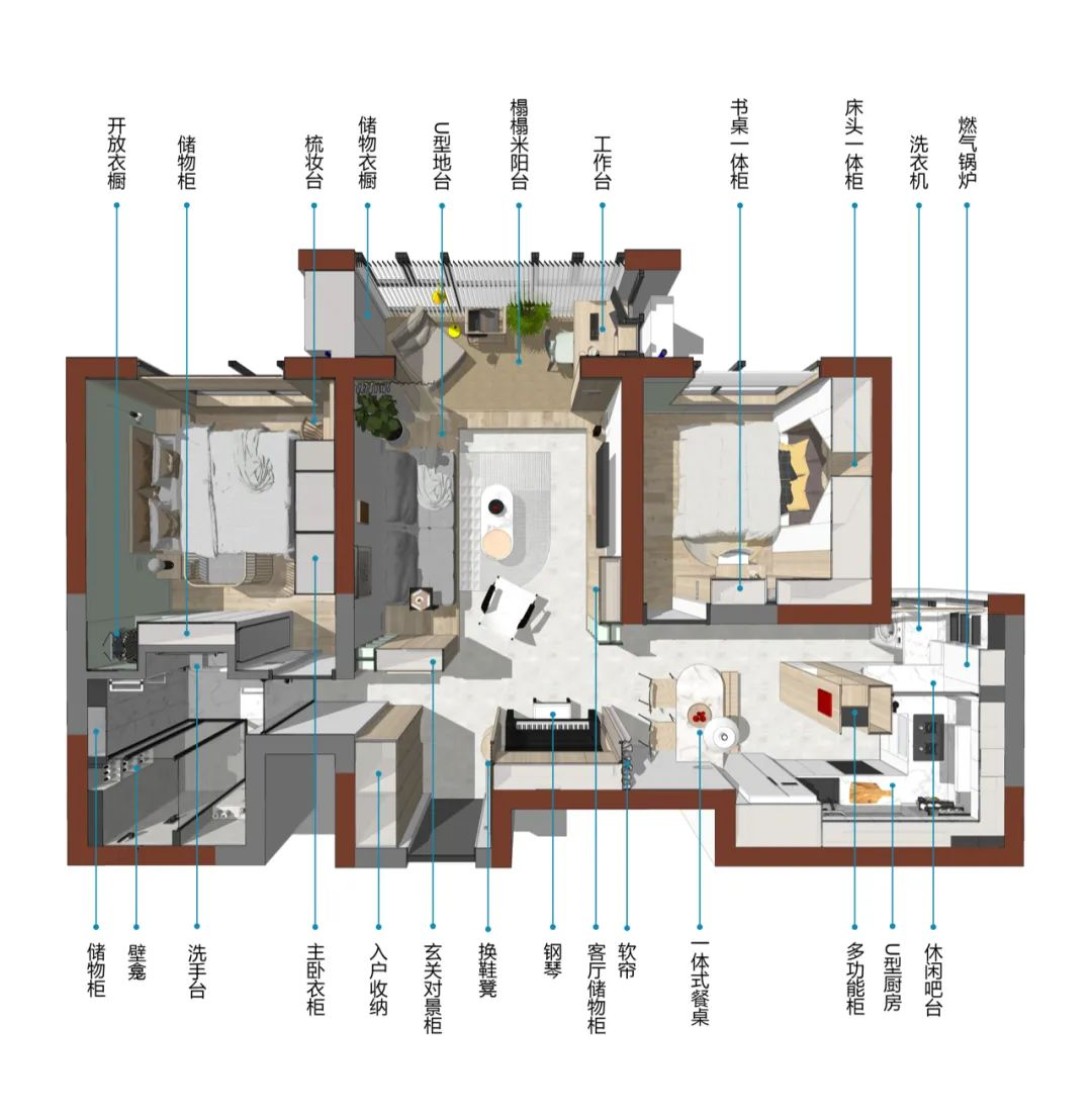 小戶型潮設計丨客廳陽臺榻榻米、創(chuàng)意壁龕“房中房”	