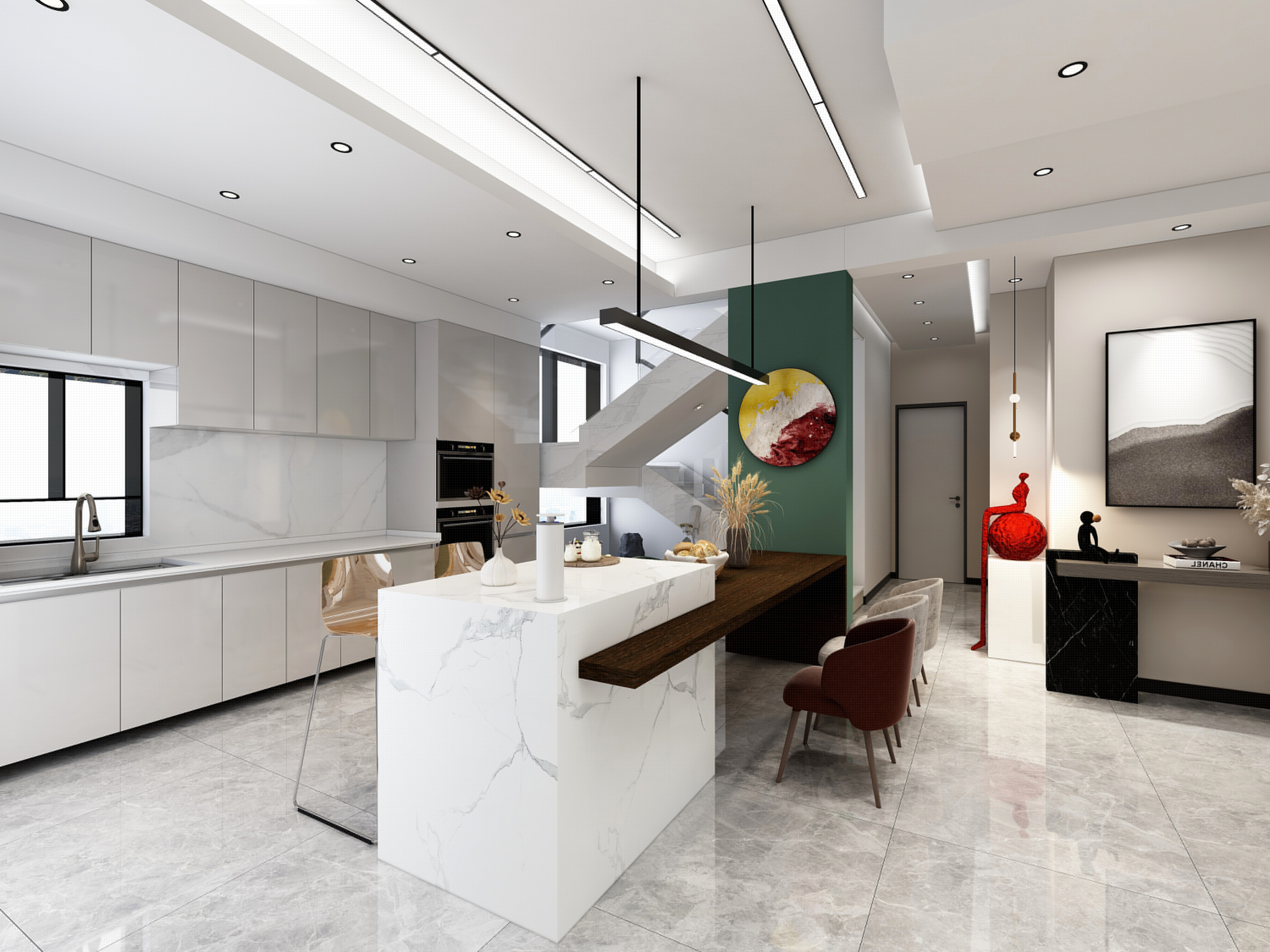 鑿掉廚房半墻，得家庭吧臺+LDK布局，盡賞城市天際線！